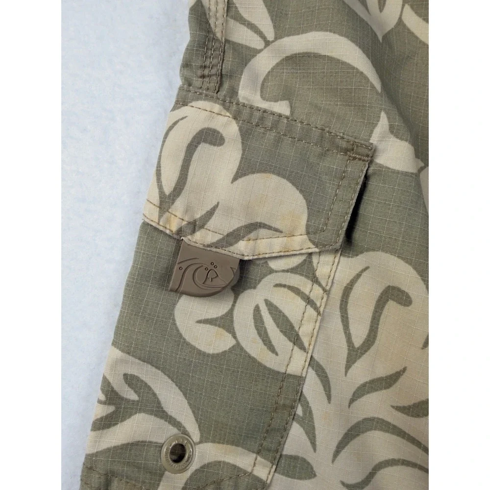 Quiksilver Edition Mens Board Shorts Size 34 Green Floral Ripstop Cargo L501378